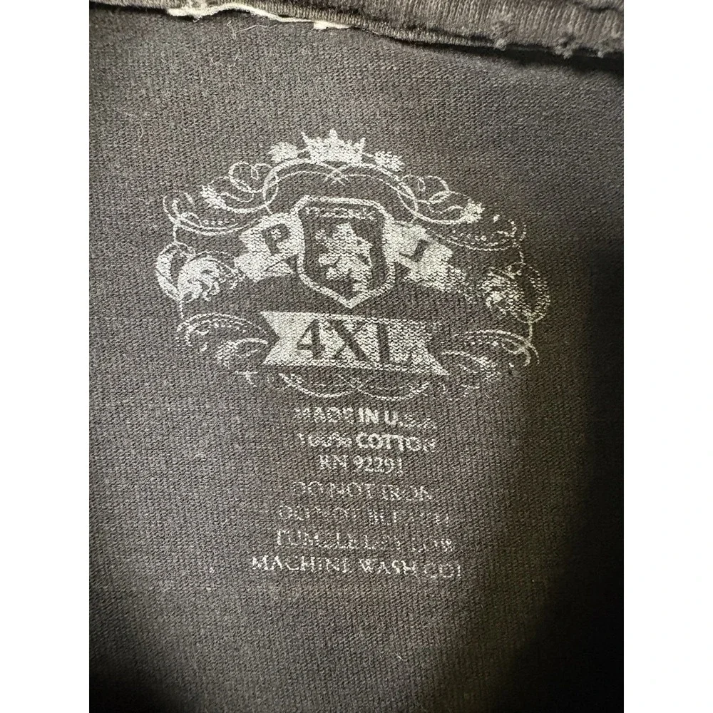 Vintage Sinister Brand 501 T Shirt Mens 4XL Black All Over Print Pirate Hook USA